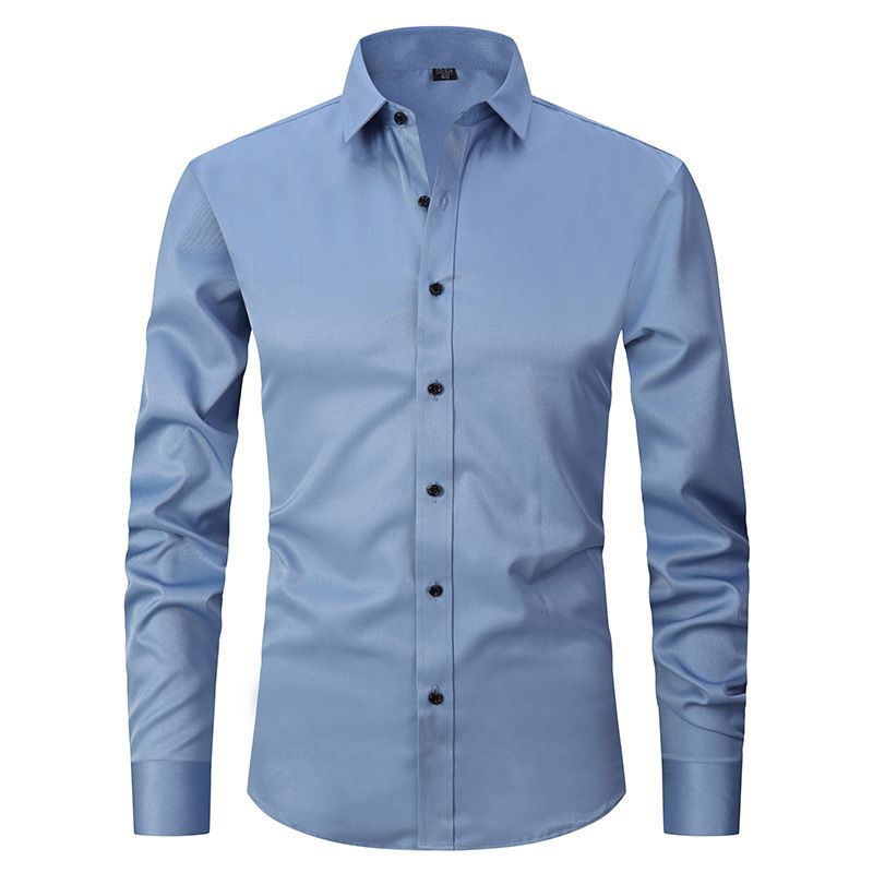 Men's Clothing New Stretch Shirt Men's Long Sleeve Thin Cross Border Men's Fashion Men's Shirt Youth Men's Tops Slim Pure_viptrois.com