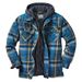 Loom Foreign Trade Men's Clothing European And American Style Autumn Winter Thickened Cotton Plaid Long Sleeve Loose Hooded_viptrois.com