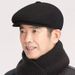 Middle-aged And Men's Winter Forward Warm Dad Leather Hat With Fleece Lining Thickened Elderly Ear Protection Beret_viptrois.com