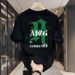 Young Men's Style Heavyweight Cotton T-Shirt Short-Sleeved Round Neck Summer Trendy Print Loose Versatile Top_viptrois.com