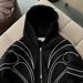 Street Retro Fashion Clothing Striped Embroidered Black Double Zipper Hoodie American Hip-hop Punk Oversized Sweatshirt Men_viptrois.com