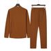 Men's Clothing Single Breasted Long Sleeved Suit Autumn And Winter Solid Color Loose Pullover Long Sleeved Trousers Suit Men_viptrois.com