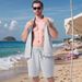 Men's Clothing Summer New Men's Simple Casual Jacquard Short Sleeved Zipper Cardigan Jacket Shorts Suit_viptrois.com