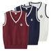 Cross Border New Spring And Autumn V Neck Contrast Color Children's Sweater Vest Student School Uniform Wholesale Girls Knitted Vest_viptrois.com