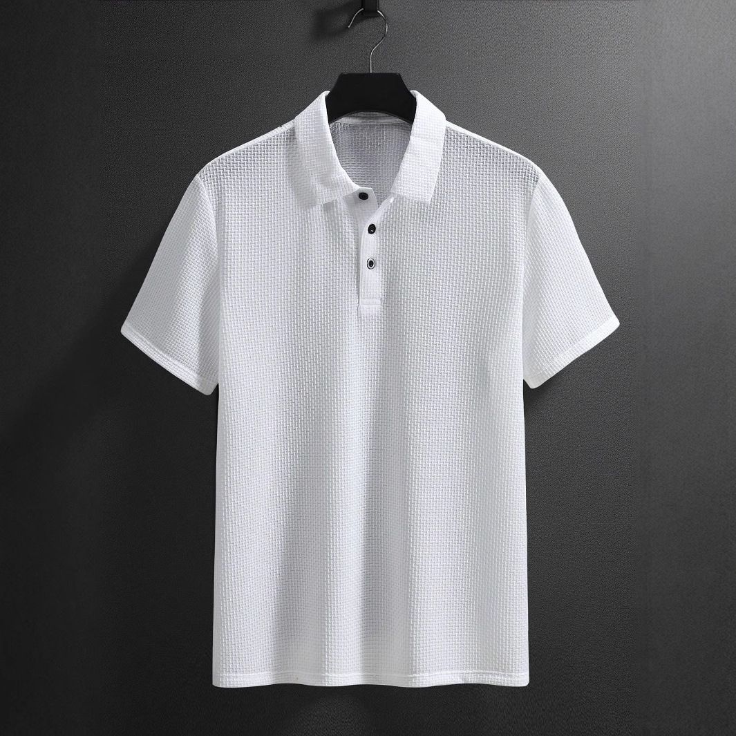 Men's Clothing Summer Short Sleeved T Shirt Polo Shirt Lapel Button Fashion Casual T Shirt_viptrois.com