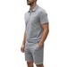 Men's Solid Jacquard Zip-Up Polo & Shorts Set – Spring Casual Outfit With Half-Zip Ventilation_viptrois.com