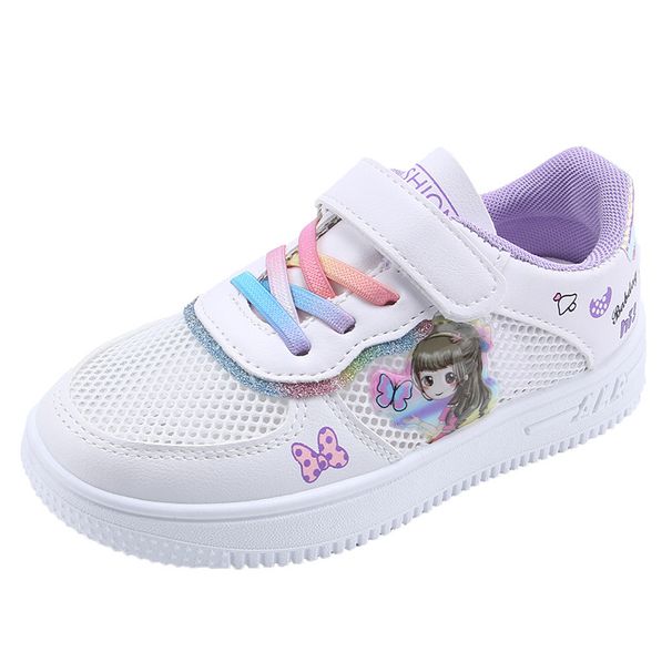 Girls' Mesh White Shoes 2025 Spring And Summer Breathable New Children's Sneakers For Middle And Large Children's Casual Sports Shoes_viptrois.com
