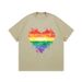 Men's Clothing High Street Short Sleeved Men's Niche Design Couple Rainbow Love Print T Shirt Summer Ins Retro Five Point Sleeves_viptrois.com