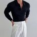 Men's Classic White Lapel Sweater – Slim Fit Long Sleeve Knit Pullover For Spring & Autumn (Black/White/Brown, Sizes M-XXXL, Minimalist Style_viptrois.com