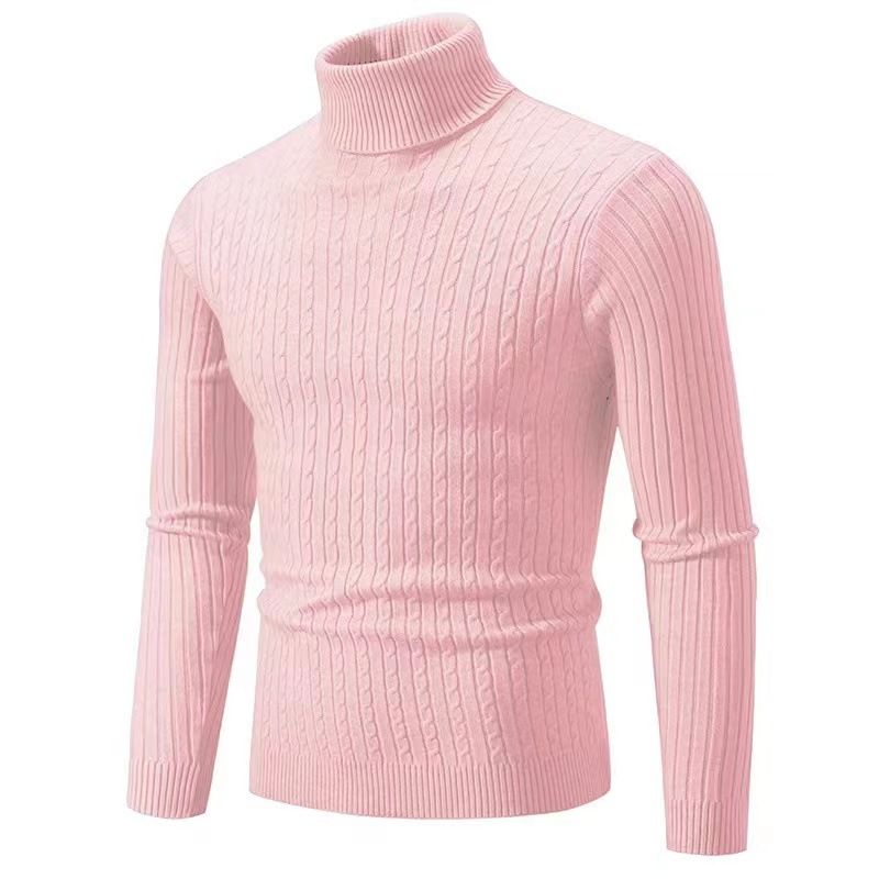 Men's Clothing Retro Cable Knit High Neck Sweater - Warm Winter Wool Pullover For Casual & Stylish Look (White, Black, Wine Red, Navy Blue, Gray)_viptrois.com