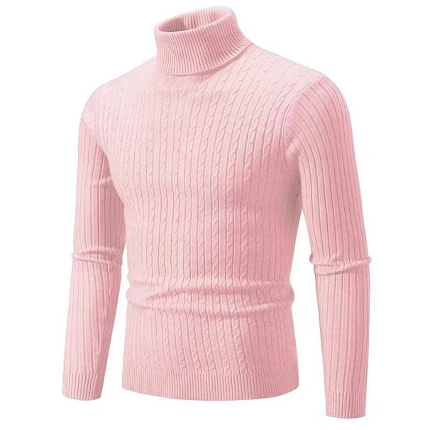 Men's Clothing Retro Cable Knit High Neck Sweater - Warm Winter Wool Pullover For Casual & Stylish Look (White, Black, Wine Red, Navy Blue, Gray)_viptrois.com