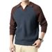Men's Half-Zip Polo Collar Sweater – Autumn Casual Knit Top With Contrast Lapel (Dark Green/Ha Ching, Sizes M-XXXL, Standard Fit)_viptrois.com