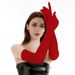 Women's Extended Elastic Milk Silk Summer Sun Protection Thin Dance Performance Wedding Gloves 57cm Over Elbow_viptrois.com