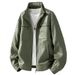 Men's Retro Harrington Jacket – Vintage PU Leather Bomber With Stand Collar (M-3XL, Relaxed Fit, Lightweight, Olive/Black/Tan)_viptrois.com