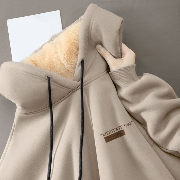 Men's Winter Loose Casual Versatile Lamb Fleece Hooded Top Thickened_viptrois.com