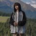 New retro contrasting color versatile simple hooded sweatshirt cardigan jacket for autumn and winter, loose and slimming couple's top_viptrois.com