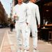 Men's Casual Workwear Set - Loose Fit Long Sleeve T-Shirt & Pants For Commuting, Outdoor & Sports (Black, White, Khaki, Burgundy, Light Gray_viptrois.com