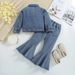 Children's Spring And Autumn Dress Girls Denim Suit With Coat Denim Flare Pants_viptrois.com