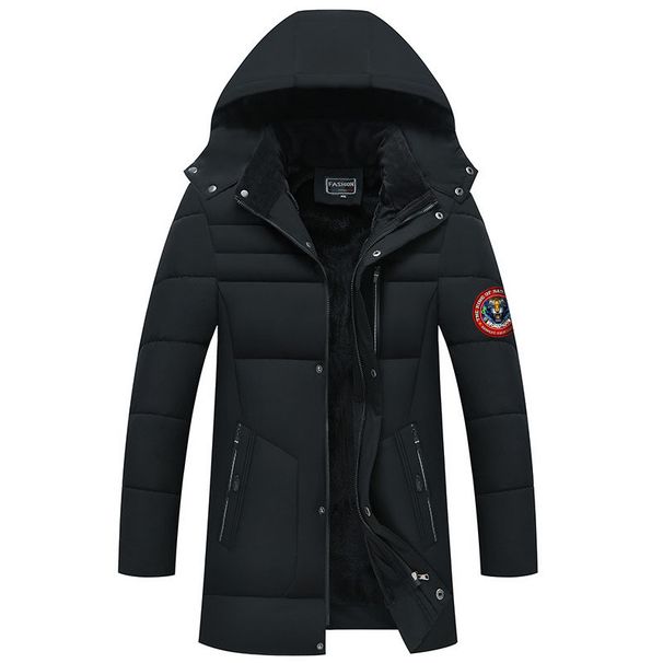 Men's Clothing Men's Plush And Thick Down Cotton Jacket Tiger Head Print Mid Length Hooded Cotton Coat_viptrois.com