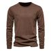 Men's New Solid Color T-Shirt European Casual Sports Round Neck Pure Cotton Letter Printing Long Sleeved Base Shirt_viptrois.com