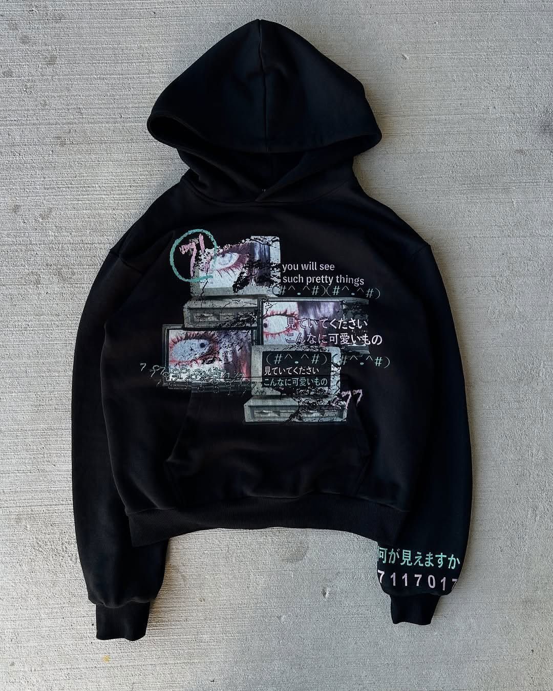 Gothic Streetwear Hoodie With All-Over Print, Oversized Pullover Y2k Aesthetic For Men And Women Oversized Relaxed Fit_viptrois.com