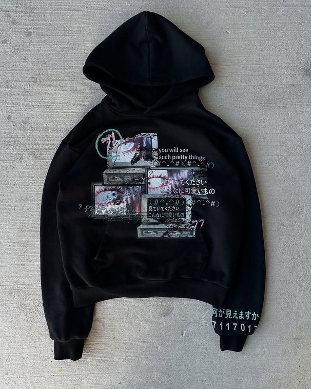 Gothic Streetwear Hoodie With All-Over Print, Oversized Pullover Y2k Aesthetic For Men And Women Oversized Relaxed Fit_viptrois.com
