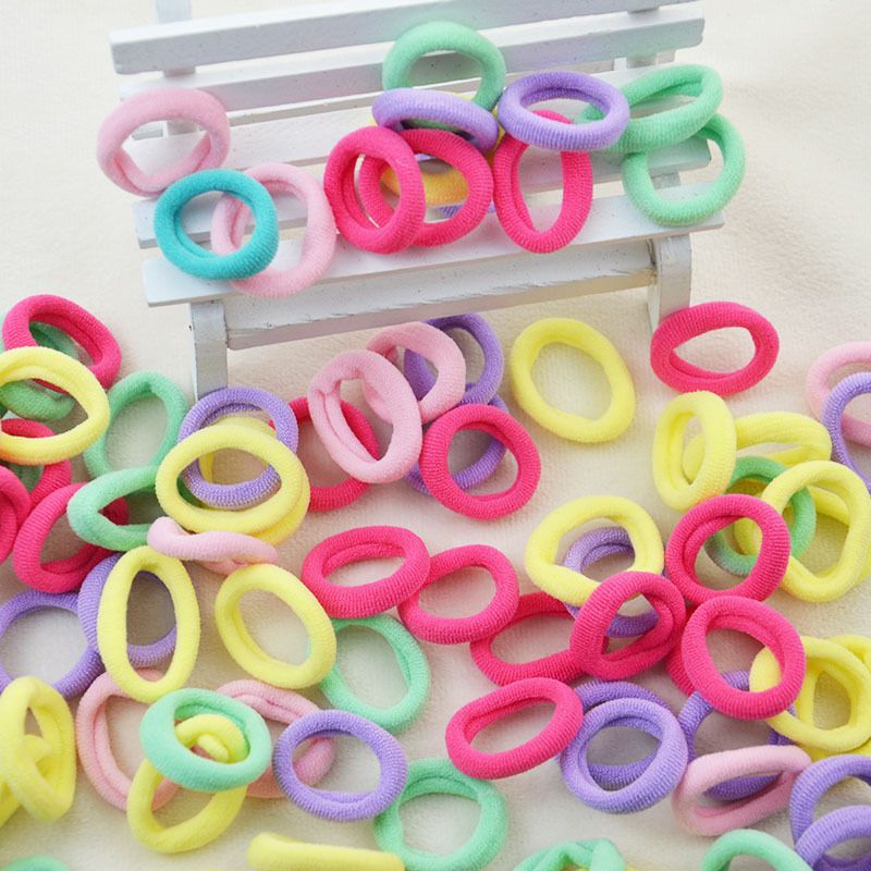 Children's Accessories Disposable Girls Hair Small Hair Ring Rubber Band High Elastic Candy Color Small Seamless Towel Ring Hair Ring_viptrois.com