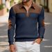 Men’s Stand-Up Collar Half-Zip Sweatshirt – Color Block Fleece Pullover For Autumn & Winter_viptrois.com