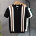 Men's Clothing Summer Color Matching Half Zip Polo Shirt Thin Top Lapel Knitted Short Sleeved T Shirt_viptrois.com