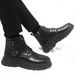 Men's Shoes Large Size Black Martin Boots Men's British Style Work Boots Outdoor Trendy Shoes Mid Cut Leather Boots Men's Autumn Leisure_viptrois.com