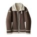 Men's Fashion Color-Block Fleece-Lined Faux Leather Jacket – Winter Warm Thickened Coat With Notched Lapel (M-3XL, Black/Grey/Brown)_viptrois.com