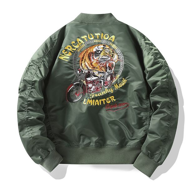 Men's Clothing Spring And Autumn New Air Force Ma1 Pilot Jacket Men's Tiger Embroidered Baseball Jacket Large Size Coat Workwear Jacket Trendy_viptrois.com