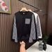 Pure Pure Striped Patchwork Sweatshirt Autumn 2024 New Trendy Brand Men's Round Neck Long Sleeve Base Shirt_viptrois.com