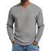 Men's Clothing Slim Fit Long Sleeve V-Neck T-Shirt For Autumn, Breathable Waffle Knit Fabric, Casual Basic Top (White, Gray, Black, Burgundy, Khaki)_viptrois.com