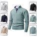 Men's Clothing Long Sleeve Half Zipper Stand Collar Men's Stylish Half-Zip Knit Sweater Slim Fit Long Sleeve Casual Pullover Autumn Winter Fashion Top_viptrois.com