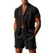 Men's Clothing Mesh Breathable Cool Leisure Suit Thin Men's Short Sleeved Shorts Two Piece Suit_viptrois.com
