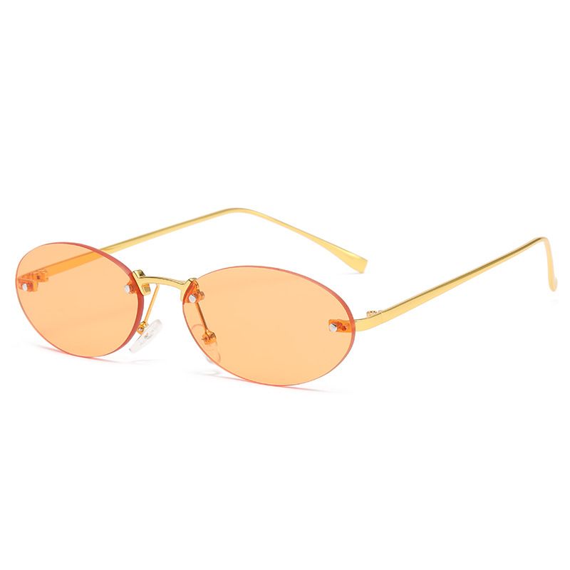 Women's Sunglasses New Frameless Oval Sunglasses For Women Retro Light Colored Sun Glasses All Match Street Shooting Sunglasses_viptrois.com