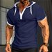 Men's Clothing Short Sleeved Polo Shirts Heavy Loose Hooded Sports Casual T Shirts_viptrois.com