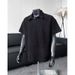 Men's Clothing Dark Gray Wheat Ear Texture Short Sleeved T Shirt Men's Summer Polo Shirt Retro Half Sleeved Top Men_viptrois.com