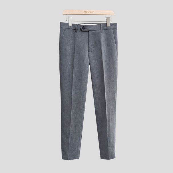 Men's Slim Fit Cropped Trousers Casual Black Business Style Trendy Mature Suit Bottoms_viptrois.com