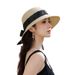 2025 New Summer Sunshade French Flat Top Straw Women's Beach Sunscreen Woven Hat UV Protection_viptrois.com