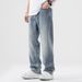 Lyocell Sky Jeans For Men Spring/Summer Thin, Loose, Straight, Large, Ice Silk Drop, Wide Legs, Long Pants Trendy_viptrois.com