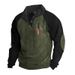 Autumn Winter American Style Men's Raglan Sleeve Casual Stand Collar Loose Corduroy Color Block Independence Day Print_viptrois.com