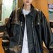 Men's Clothing Leather Jacket High End Handsome Street Loose Casual High Street Motorcycle Pu Leather Jacket_viptrois.com