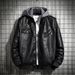 Men's Leather Hooded Jacket, PU Leather Winter Coat, Teen Jackets, Men's Leather Motorcycle Coat, Harajuku_viptrois.com