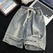 Men's Trendy Versatile Five Point Denim Shorts High Street Retro Handsome Mid Length Summer Thin Style_viptrois.com
