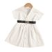 Mother & Kids Children's Clothing Girls Summer Children's Skirt Solid Color Square Stretch Air Plaid Short Sleeved Petticoat With Belt_viptrois.com