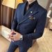 Men's Peak Lapel Double-Breasted Suit 3-Piece Set – Slim Fit Business Casual Blazer With Waistcoat & Trousers (Stretch Comfort)_viptrois.com