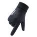 Suede gloves men's autumn and winter outdoor windproof plus velvet warm and long lock temperature half-finger dew two-finger riding gloves_viptrois.com