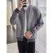 Autumn And Winter Fashion Casual Loose Sweater, Simple Striped Splicing Zipper Knit Cardigan_viptrois.com